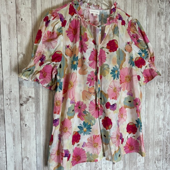 Entro Penny Floral Tie-Neck Blouse XL - Picture 3 of 10